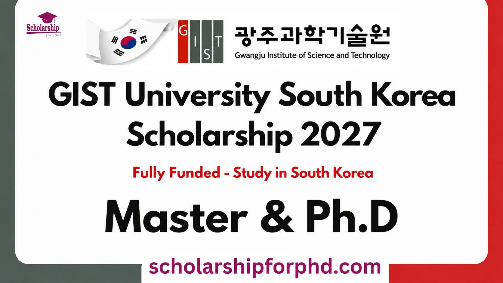 GIST University South Korea Scholarship 2027
